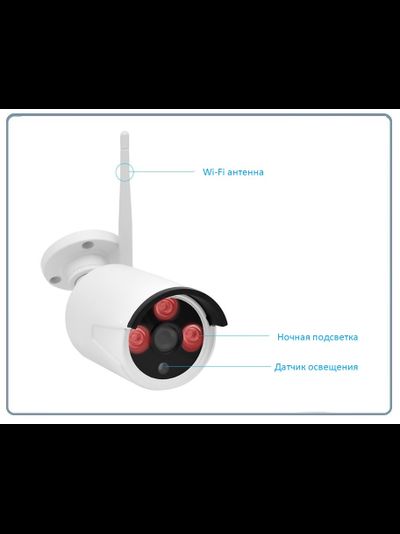 Комплект беспроводной системы видеонаблюдения, видеорегистратор + 4 видеокамеры, HD