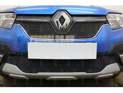 Защита радиатора Renault Logan 2018- / Logan Stepway 2018- / Sandero 2018- / Sandero Stepway 2018- (black верх)