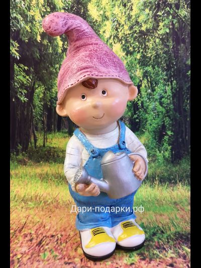 ГНОМ МАЛЬЧИК с лейкой  31*13*15см  0,9кг  полистоун Россия 1621//012283