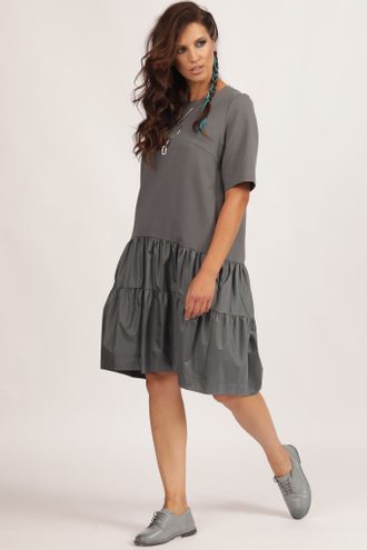 Платье с воланами ПЛ 5533 серый