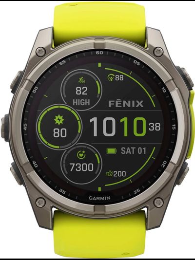Часы Garmin Fenix 8 —51mm Solar Sapphire Titanium Amp Yellow / Graphite