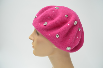 Фетровый берет женский фуксия Vizio Италия 3633
