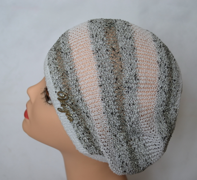 Летний берет хлопок Vizio 5041 бело - серый