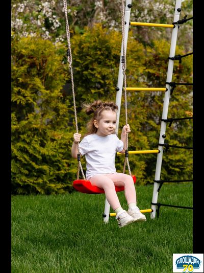 Детский спортивный комплекс для дачи ROMANA Богатырь (серый/желтый) (с фанерными качелями)