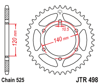 Звезда ведомая (44 зуб.) RK B5624-44 (Аналог: JTR498.44) для мотоциклов Kawasaki, Suzuki