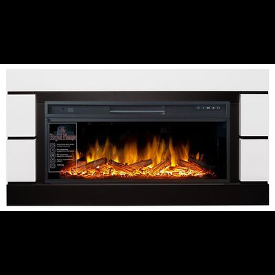Линейный электрокамин Modern белый с черным с очагом Vision 42 LOG LED