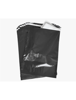 ЧЕРНЫЙ Курьерский пакет 190х240+40, 50 мкм, (пачка 100шт.)