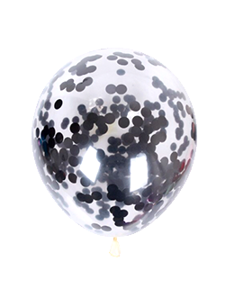 Прозрачный воздушный шар с чёрным круглым конфетти