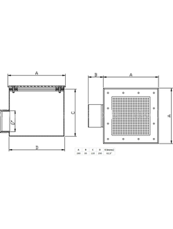 Донный слив универсальный из нерж. стали Xenozone квадратный сетчатый 250x250x120 2,5" (внутр.)