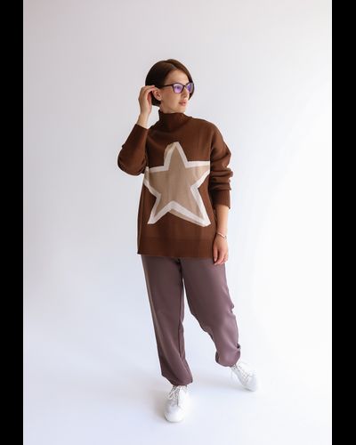 Жаккардовый свитер со звездой (шоколад)