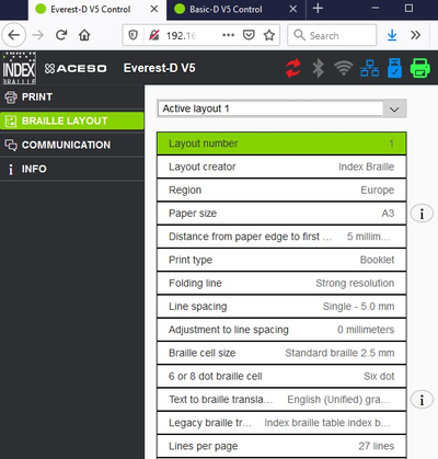 Принтер для печати шрифтом Брайля Index Everest-D V5