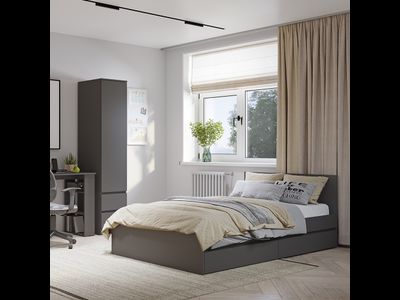 Кровать Симпл с ящиками 1200 КР-07 Графит (Мебелони)