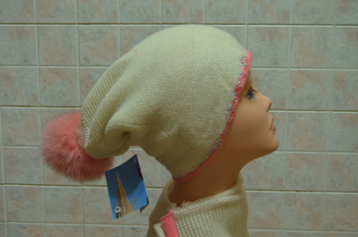 Распродажа шапка белая с оранжевым помпоном и шарф Vizio Визио 4752 Италия фото