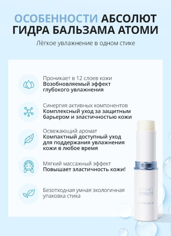 Особенности Абсолют Гидра Бальзама Атоми