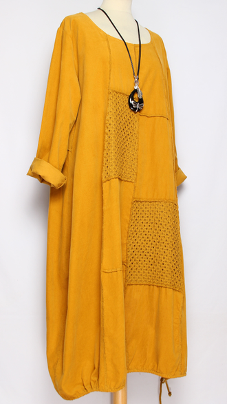 Платье Бохо вельветовое "Сетка трикотажная спинка" горчичное, морская волна, малахит до р.56