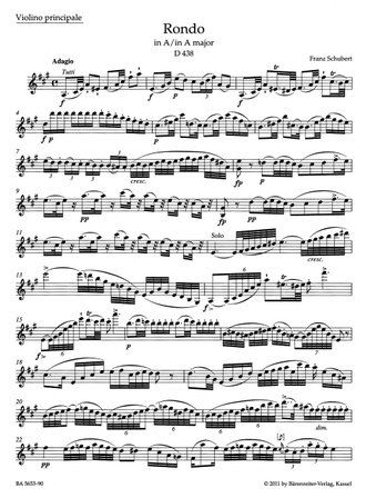 Schubert Rondo for Violin and Strings A-Dur D438 (Piano reduction)