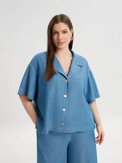 Рубашка голубая свободного кроя