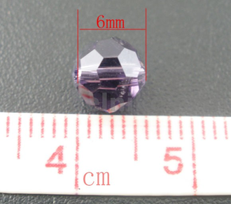 бусина стеклянная граненая круглая 6 мм, цвет-фиолетовый, 10 шт/уп