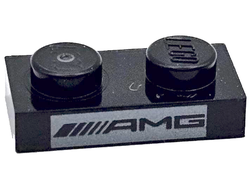 Plate 1 x 2 with AMG Logo on Silver Background Pattern, Black (3023pb09 6472294)