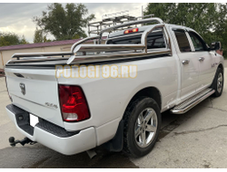 Пороги с накладным листом d76 ПапаТюнинг для Dodge Ram 1500 Crew Cab (DS) D IV 2009-2019