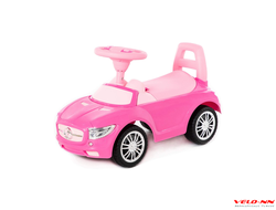 Каталка-автомобиль "SuperCar" №1 со звуковым сигналом (розовая)