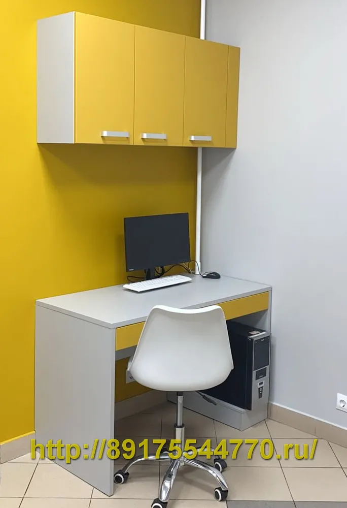 013-2 Мебель для кабинета стоматологии: шкафы, тумба, стол

Корпус: ЛДСП Egger - Серый перламутровый u763
Фасады МДФ плёнка: Силк маус 51-931 нижние, Горчица софт 827-2 верхние.