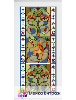 Витражная пленка, витражная пленка самоклеющаяся под заказ,пленочный витраж в старорусском стиле