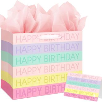 Пакет подарочный с тишью + открытка 33*12*26 см