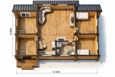 Очаг 12х11м, 132 м²