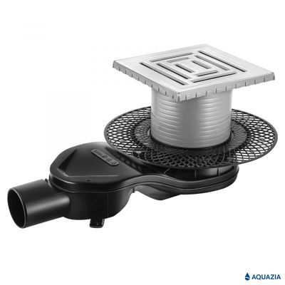 Трап водосток PLATZ Uno 150х150 Боковой выпуск (Матовый хром)