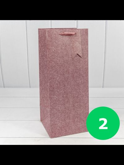 Пакет подарочный с веревочной ручкой д/бут. (микс), 140*140*350мм