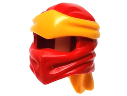 Minifigure, Headgear Ninjago Wrap Type 4 with Molded Bright Light Orange Headband  Pattern, Red (40925pb21 / 6372491)