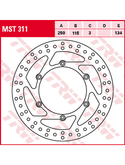 Тормозной диск передний TRW MST311 для мотоциклов Kawasaki KLX400 // Suzuki RM 125/250, DR-Z 250/400 // Yamaha YZ 125/250/426/450, WR 125/250/426/450