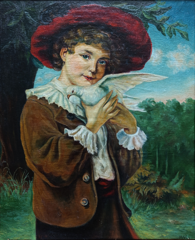 "Мальчик с голубем" холст масло 1954 год