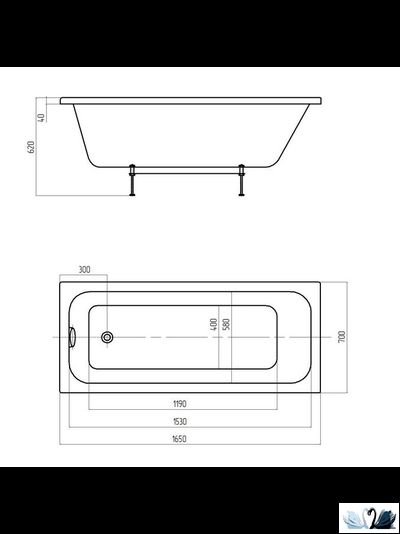 Ванна Azario Bella 165x70 см AV.0020165, акриловая, прямоугольной формы