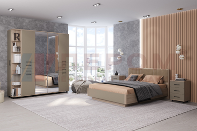 Композиция спальни ГРЕЙС корпус Ясень Асахи/фасад Латте Матовый