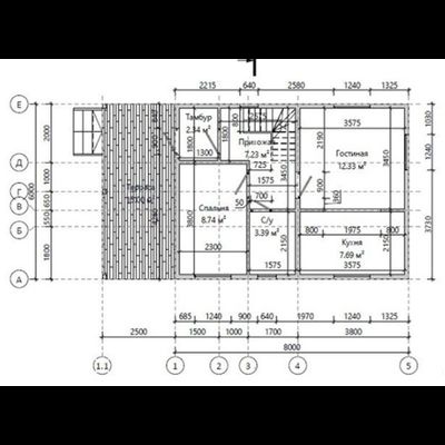 Двухэтажный каркасный дом с четырьмя спальнями 93м² (SK36)