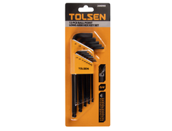 Набор Г-образных шестигранников 0,05"-3/8", дюймовые, с шаровым окончанием, 13 предметов TOLSEN TT20090