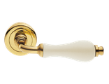 Дверные ручки Morelli Luxury "CERAMICA" OTL/BIA с керамической вставкой Цвет - Золото/Керамика белая