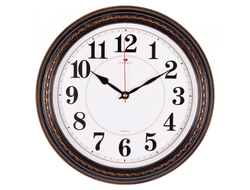 Часы настенные круг пластик d28,5см Классика корпус черн с бронз [59781]