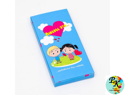 Коробка под плитку шоколада "Любовь это...", голубая, 17*8*1,4 см