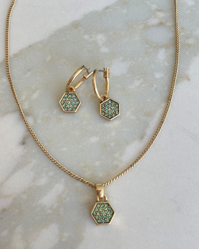 Серьги с зелеными кристаллами A&C (Норвегия)