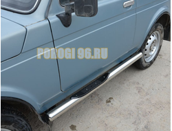 Пороги труба с проступью d76 для Lada Niva 2121