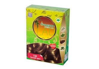 Натуральная краска для волос  Лесной орех N8 ( Золотисто-коричневый) Sangam Herbals - 2x50 г. (Индия)