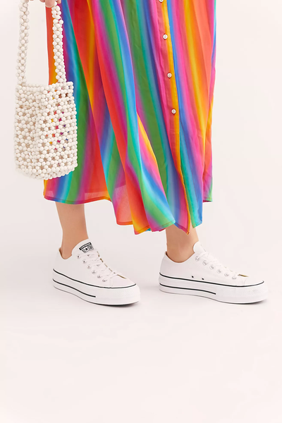 с чем носить женские Кеды Converse All Star Low Top белые низкие на платформе