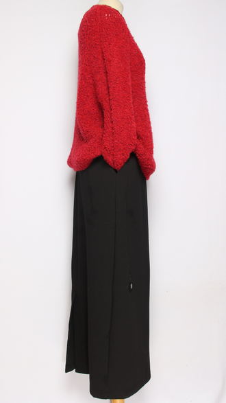 Юбка плотная трикотажная "Клепки шлица" черная р.44,46