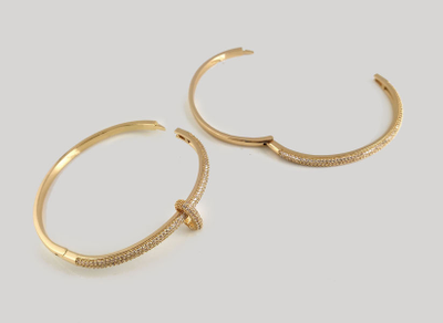 (АРТИКУЛ: 6764/36) БРАСЛЕТ ЖЕНСКИЙ, ДВОЙНОЙ, МЕТАЛЛ ЦВЕТ "ЗОЛОТО", МЕЛКИЕ СТРАЗЫ ASFOUR