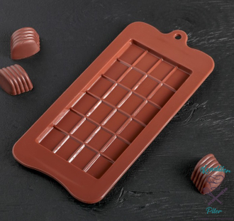 Форма для шоколада «Плитка», 22,5×10,5×0,2 см, 24 ячейки, цвет шоколадный