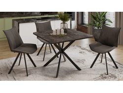 Стол обеденный раздвижной Лиссабон Тип 1 Черный муар/Ателье темный