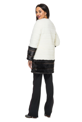 Купить шубу-пальто из искусственного меха, 2-014 белую - Фото №7